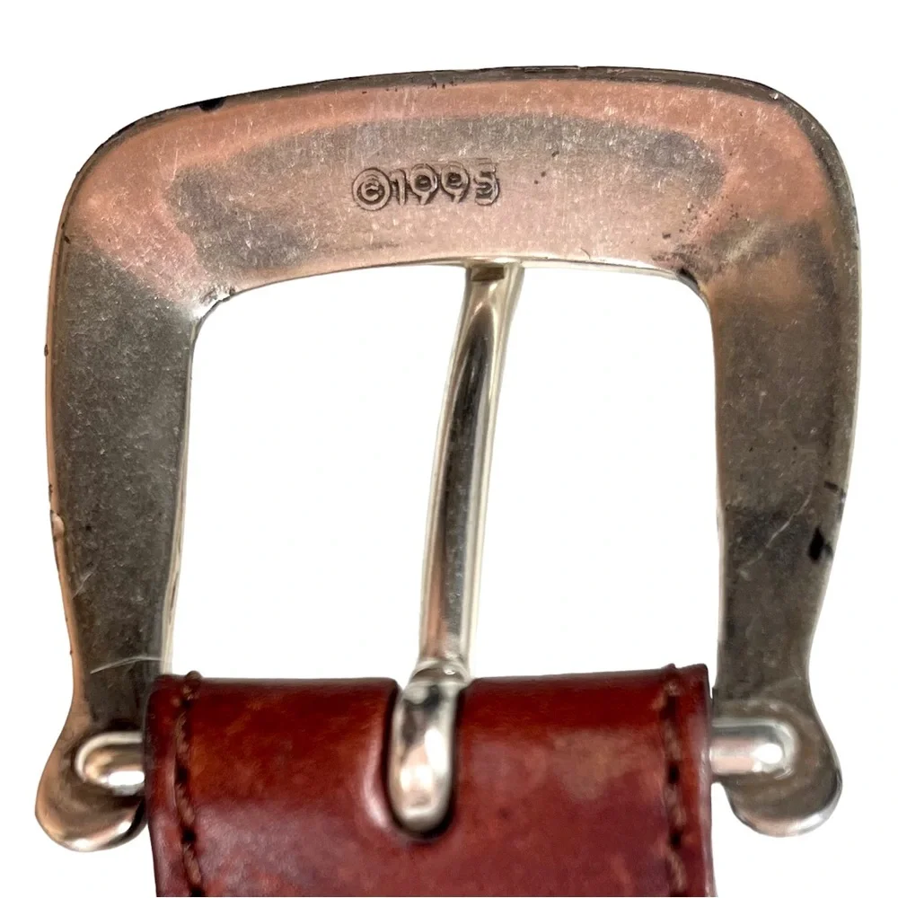 Brighton | Medium | Vintage Brown Weaved Leather Belt with Silver‎ Belt Buckle